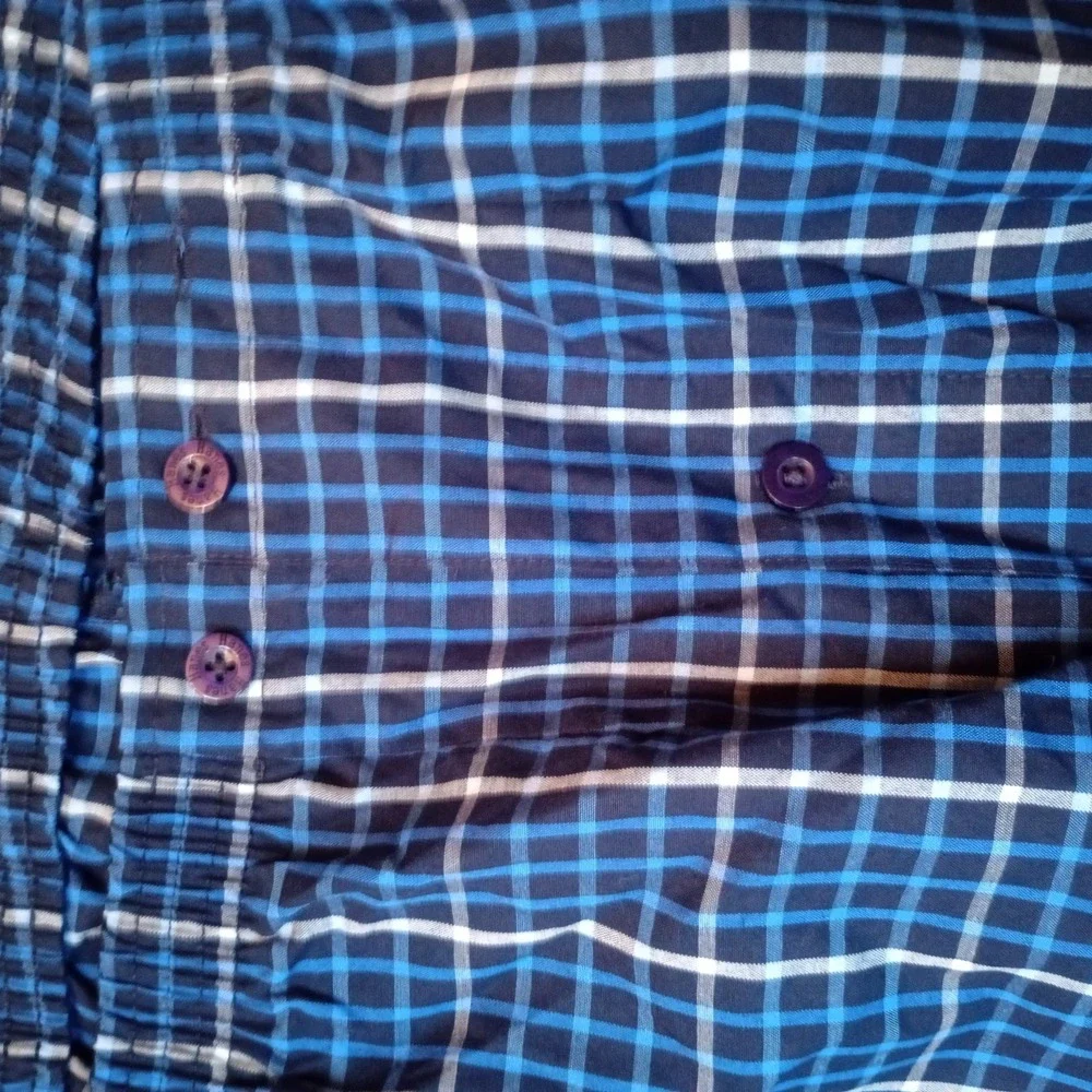 Hanes Mens Sleepwear 4XL Blue Plaid Woven Pajama Set Long Sleeve Shirt Pants NEW